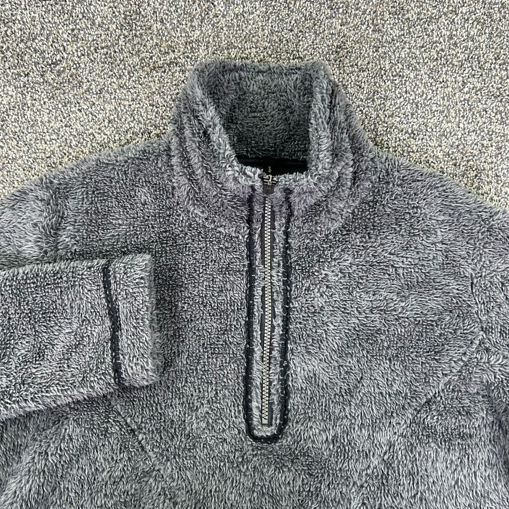 Wooly‎ Bully Wear Gray Sherpa Fleece 1/2 Zip Pullover Sweater Womens Large Warm